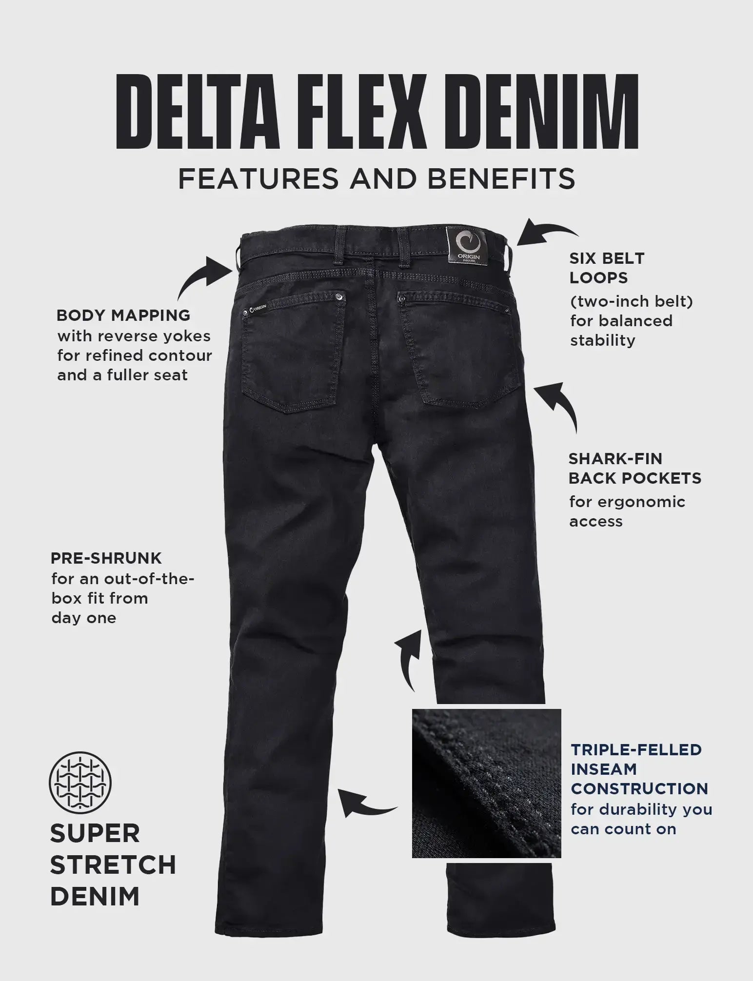 DELTA FLEX JEANS - TAPER - BLACK - Image 2